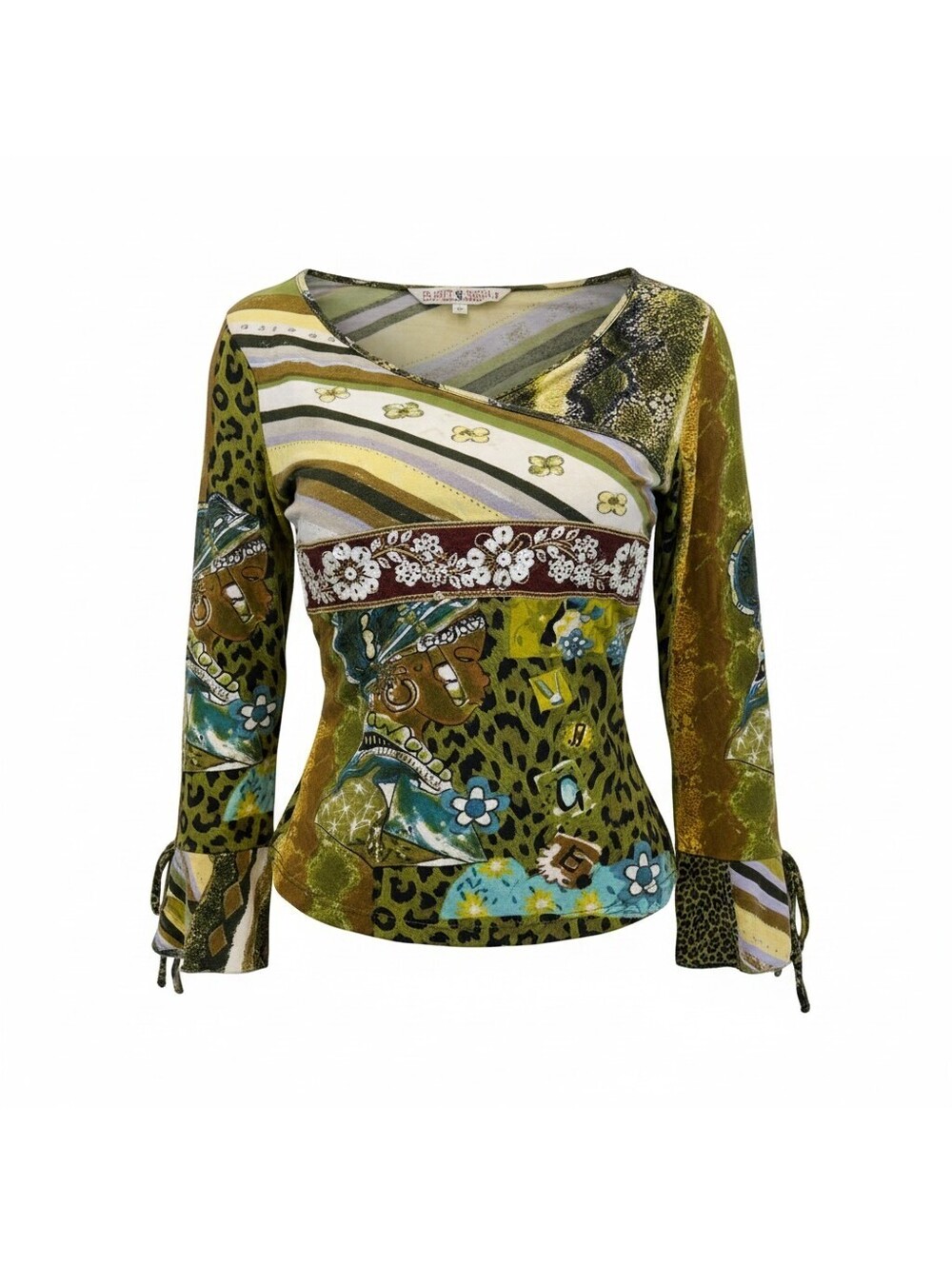 Savage Culture Vintage Y2K Green Leopard Top